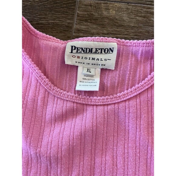 Pendleton tank top women’s size XL pink 100% cotton knit shirt sleeveless ribbed - Picture 2 of 6